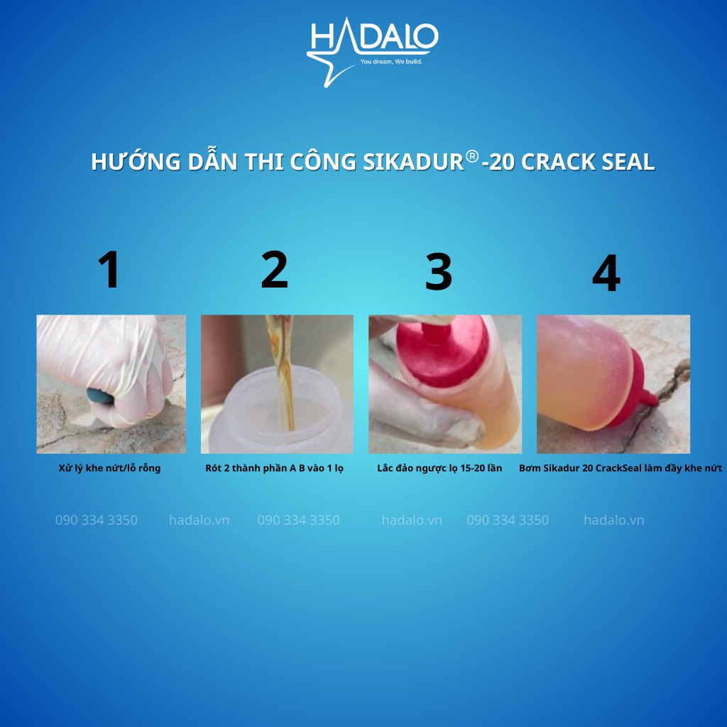 Sikadur 20 Crack Seal – Trám khe nứt, xử lý vết nứt chân chim, dùng được cho khu vực khô/ẩm ướt