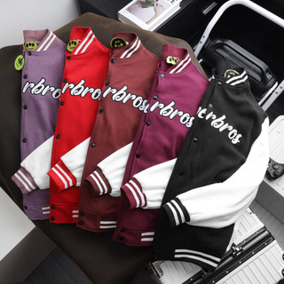 Áo khoác bomber nỉ super bros logo thêu xốp, form slim, có lớp lót bên trong