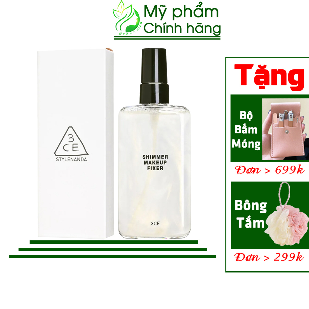 Xịt Khoáng Khóa Nền 3CE SHIMMER MAKEUP FIXER [CHÍNH HÃNG CHECK HIDDEN TAG]