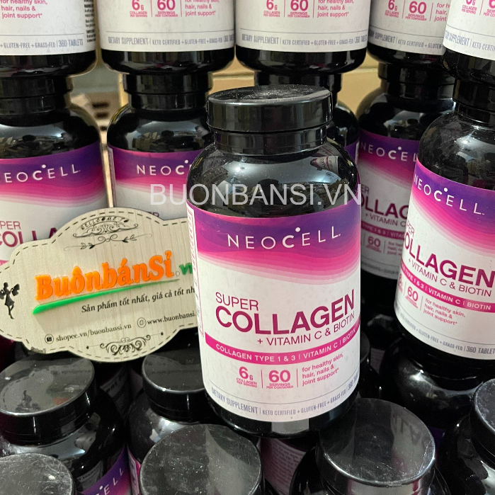 Viên Uống Neocell Super Collagen Bổ Sung Collagen, Vitamin C - 2 Loại 360 Viên Và 250 Viên