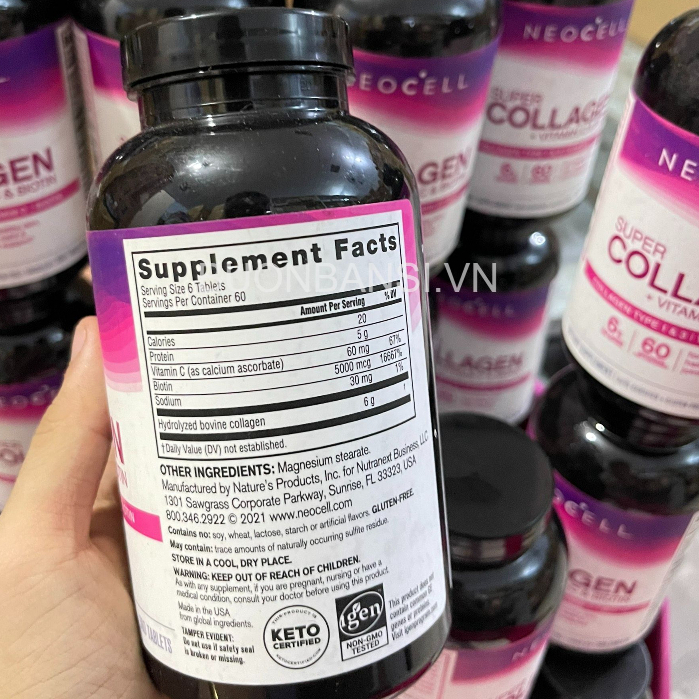 Viên Uống Neocell Super Collagen Bổ Sung Collagen, Vitamin C - 2 Loại 360 Viên Và 250 Viên