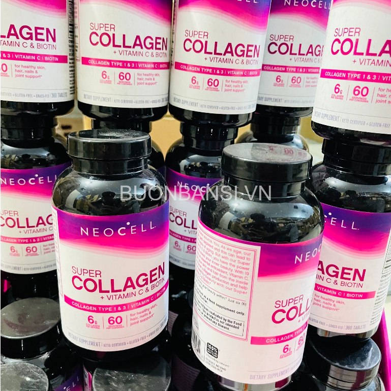 Viên Uống Neocell Super Collagen Bổ Sung Collagen, Vitamin C - 2 Loại 360 Viên Và 250 Viên