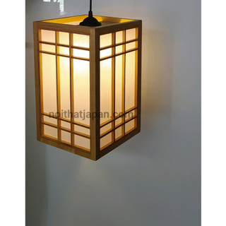 Xả kho Đèn gỗ thả trần, treo trần, chất liệu gỗ Sồi, shoji Nhật, gồm bóng đèn led ánh sáng vàng, kt 37 x 23 x 23 cm
