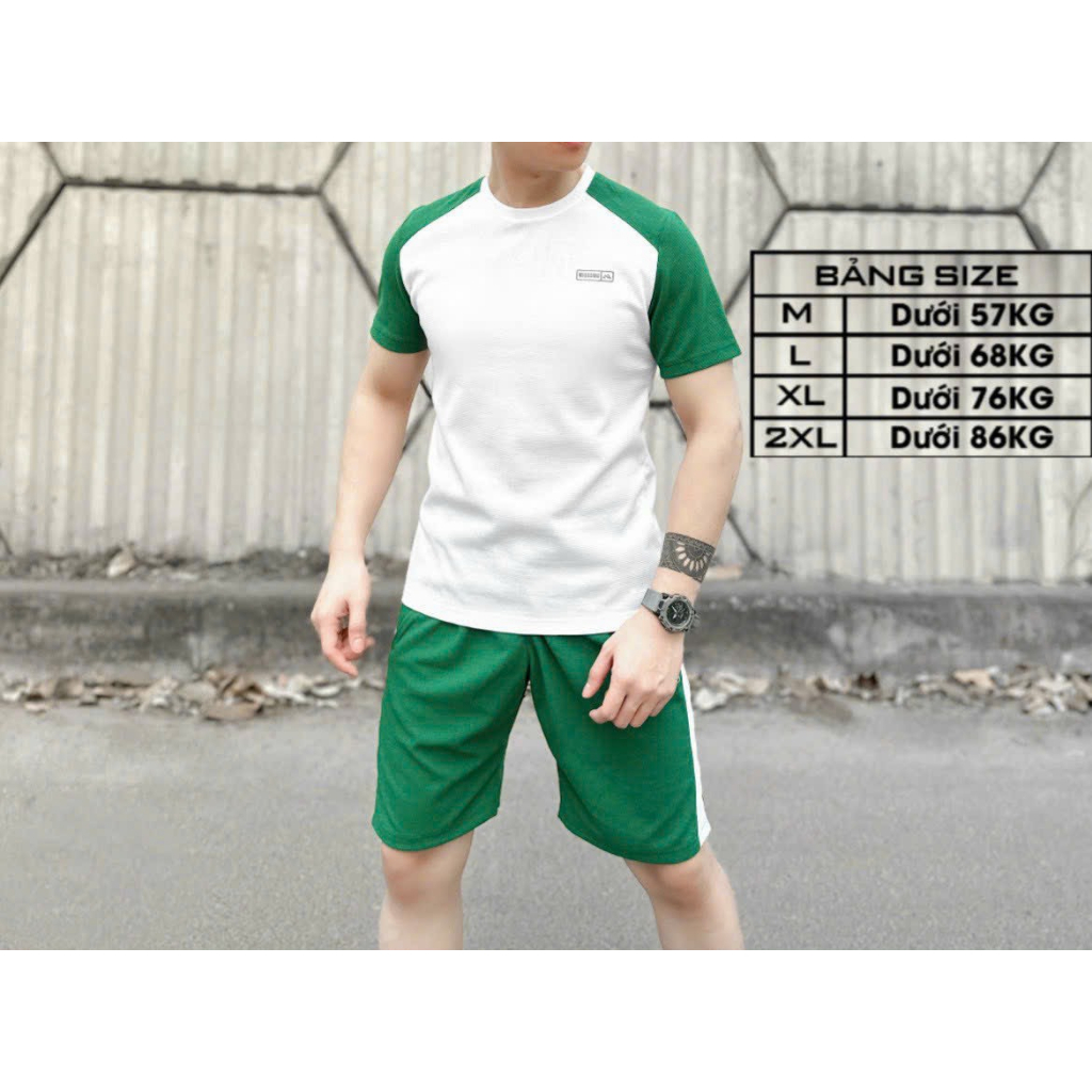Bộ Thể Thao Nam Cộc Tay Cao Cấp Mùa Hè Chất Thun Co Giãn năng động thời trang Azila BN348