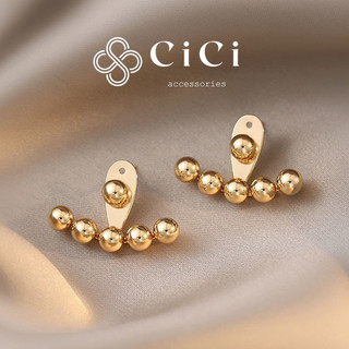 Bông tai nữ mạ vàng 18k, chuôi bạc 925 CiCi Accessories viền cong phụ kiện trang sức cá tính, lady - BT62
