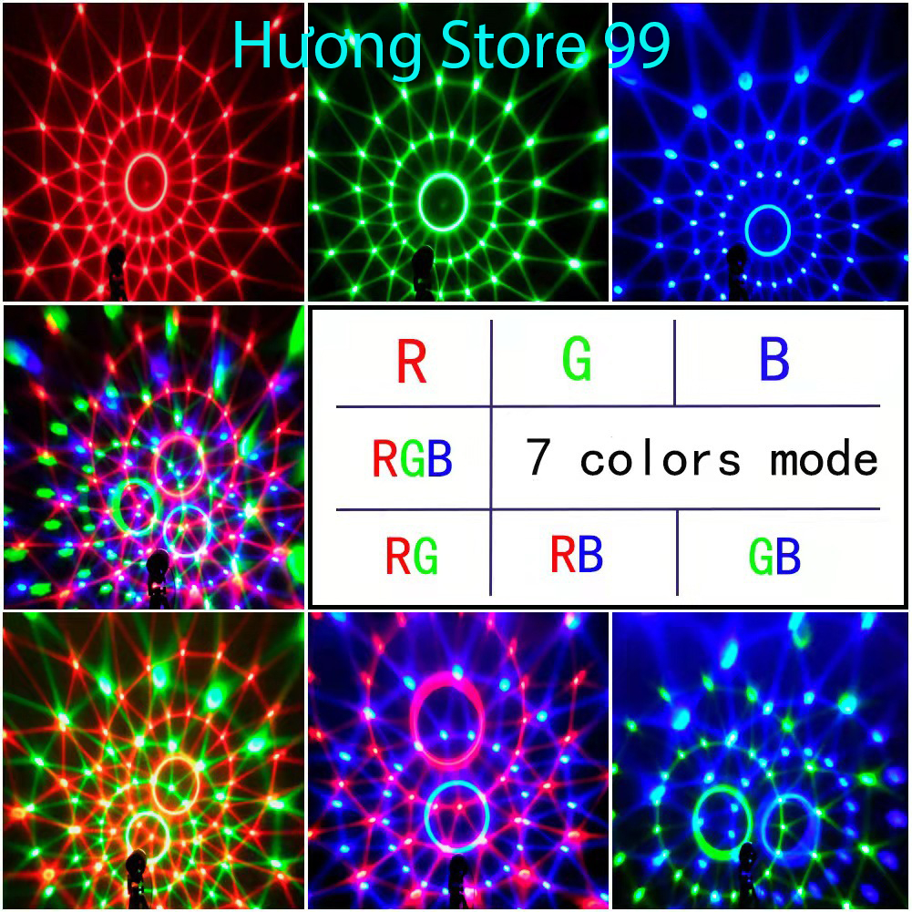 Đèn Cầu Vũ Trường Xoay Nháy Chớp Theo Nhạc Party Light - Đèn LED quả cầu xoay pha lê 7 màu-huongstore99