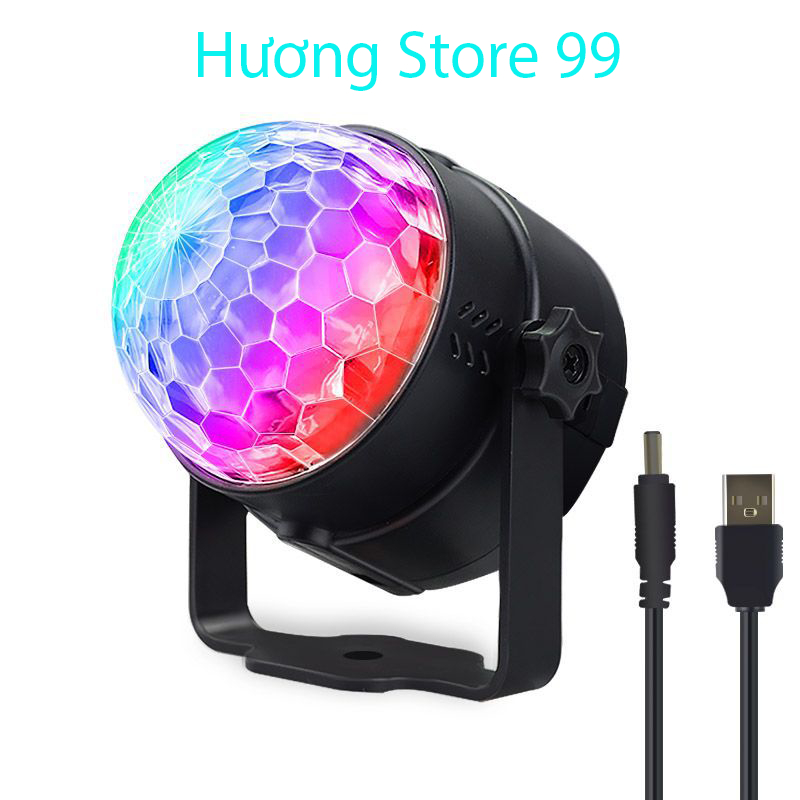 Đèn Cầu Vũ Trường Xoay Nháy Chớp Theo Nhạc Party Light - Đèn LED quả cầu xoay pha lê 7 màu-huongstore99