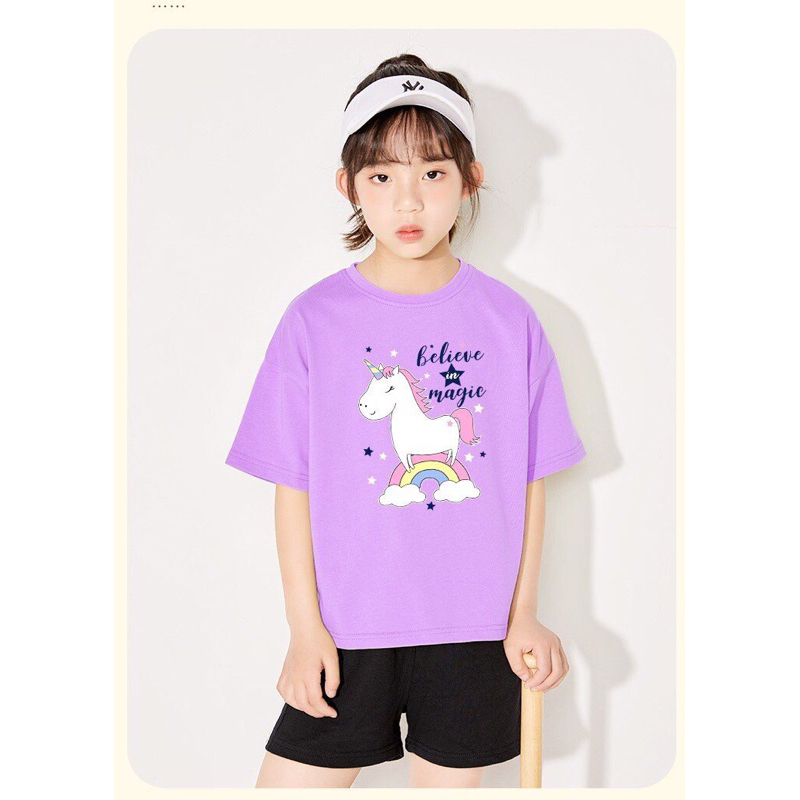 Áo Thun Cotton Lụa màu Hồng Tím Cho Bé 10-29kg