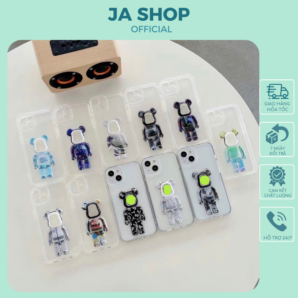(1/4 ) Ốp Lưng Gấu Bearbrick Trong Suốt Chống Sốc Sành Điệu-JA SHOP