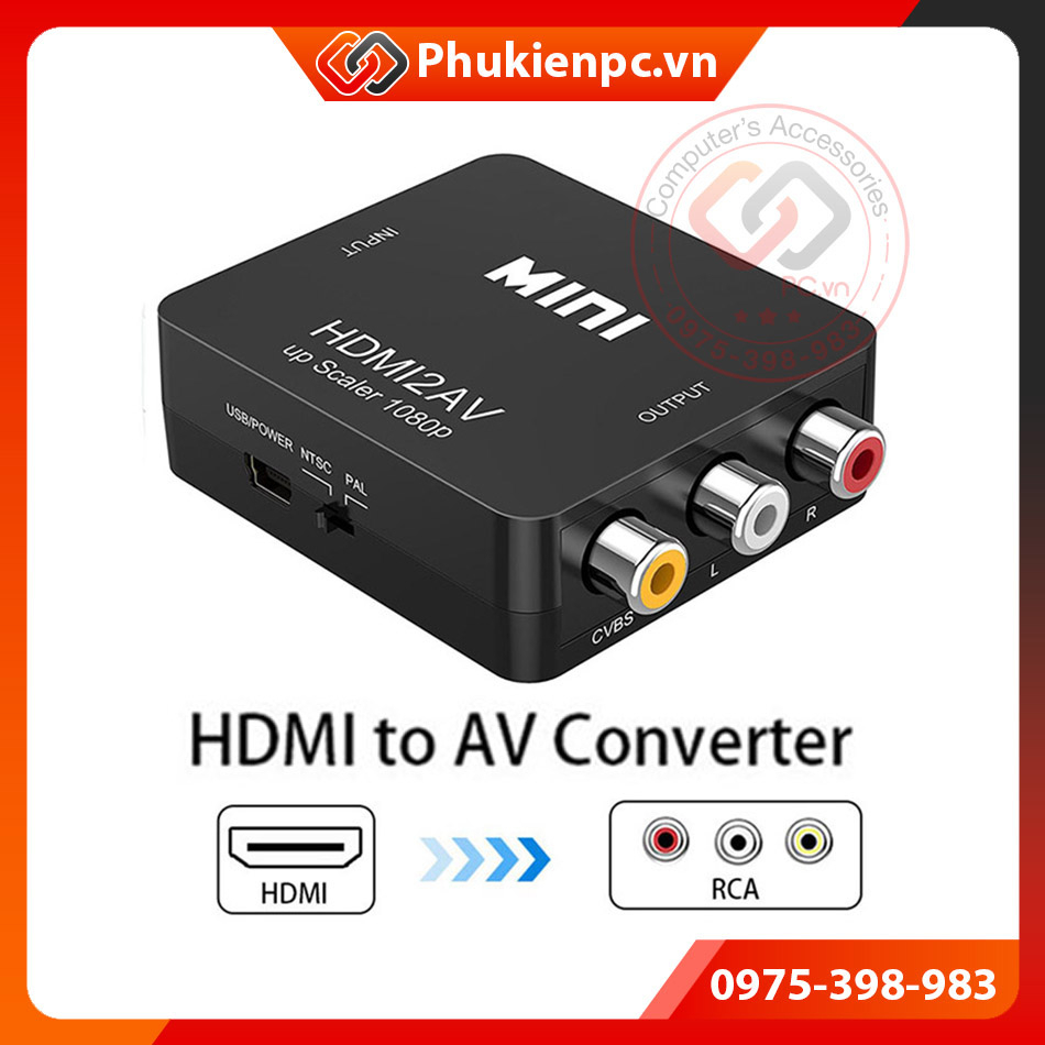 Bộ chuyển đổi HDMI sang AV RCA Nối HD Player Android box máy siêu âm nội soi ra màn hình, Tivi loa, âm ly Capture AV-RCA