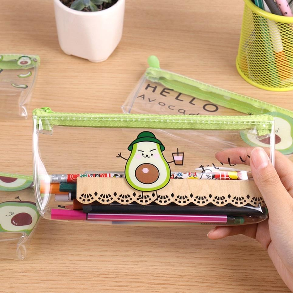 Túi đựng bút trong suốt Avocado in hình quả bơ dễ thương