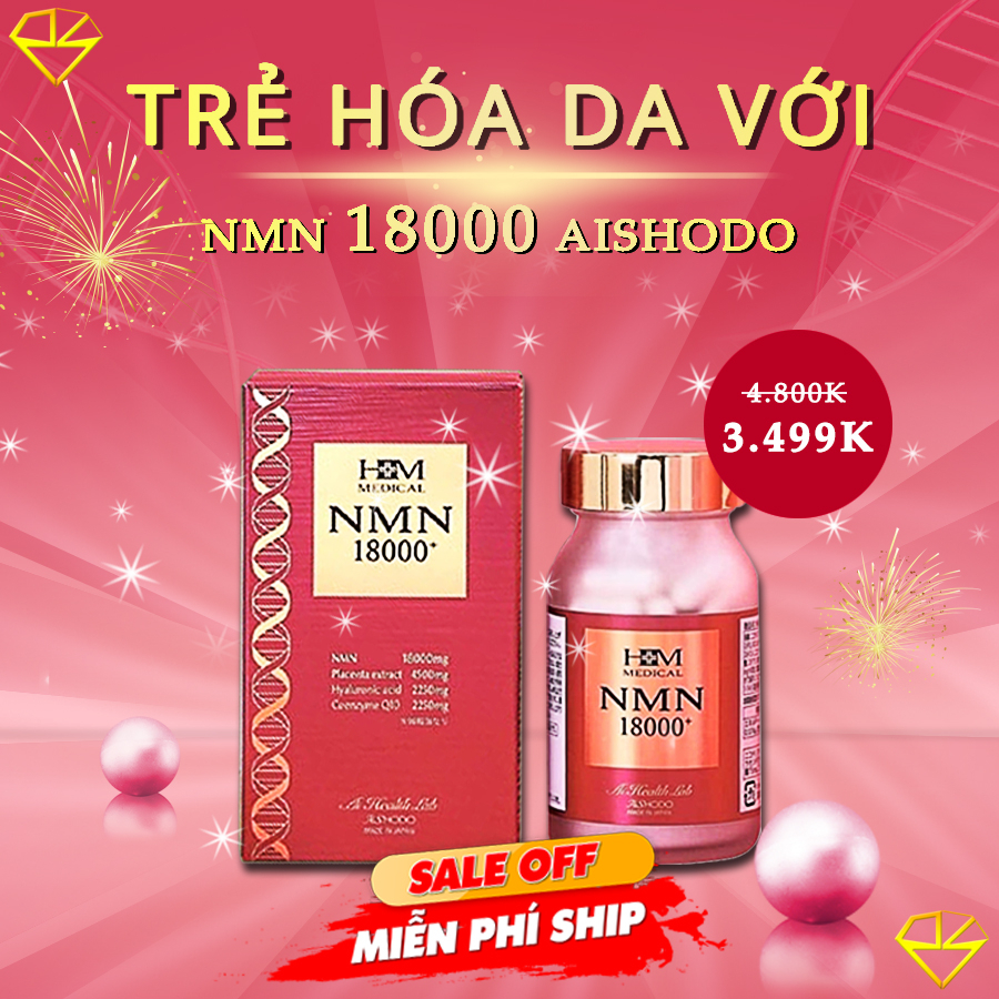 Viên uống NMN 18000 mg Aishodo, Viên uống NMN 18000 trẻ hóa da Aishodo Nhật Bản - Sáng Da, Chống Lão Hóa 90 viên.