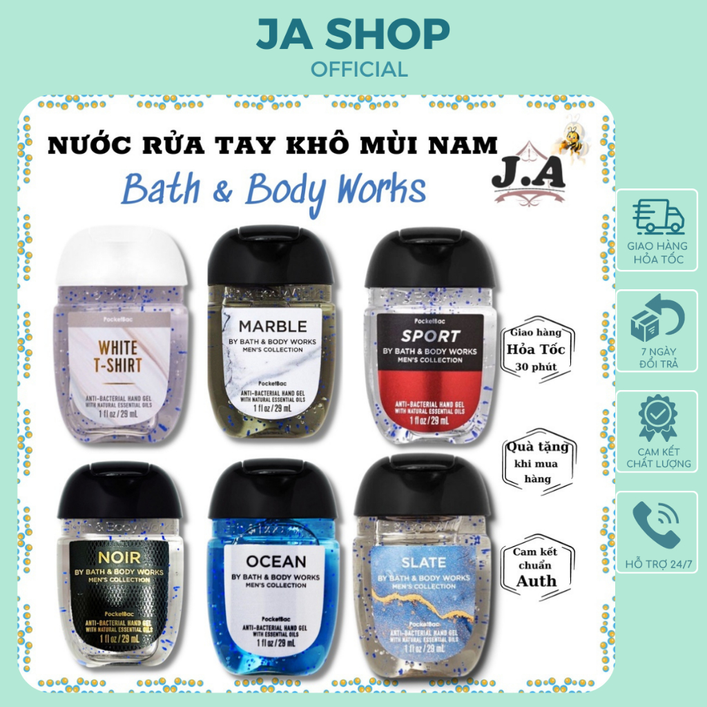 (MÙI NAM) Nước Rửa Tay Khô Bath and Body Works Dung Tích 29ml (JA Shop) Gel Rửa Tay Khô