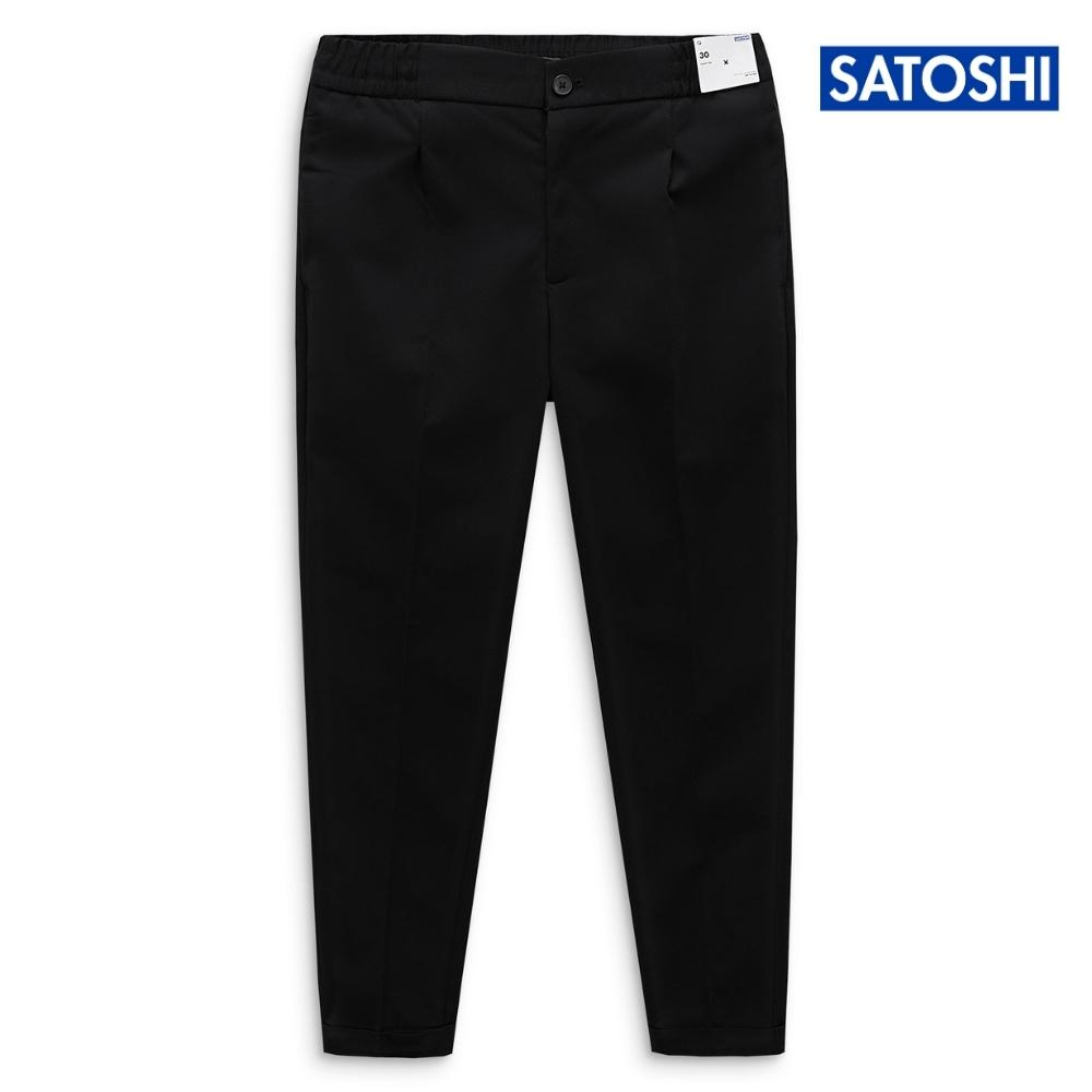 |Satoshi| Quần Tây nam 23QT001 lưng thun cố định form slimfit màu đen/be/kem vải cotton, phong cách trẻ trung
