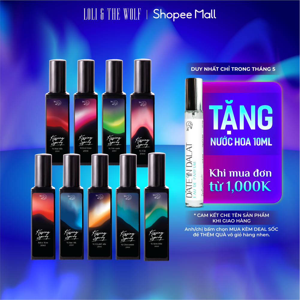 Xịt Thơm Miệng Kissing Spray Loli And The Wolf Vị Kẹo Ngọt The Mát Hương Bạc Hà Thiết Kế Chai Mới 20ml