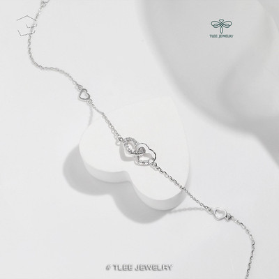 Lắc tay bạc nữ TLEE, Vòng tay tim lồng mini xinh xắn TLEE JEWELRY LT0346