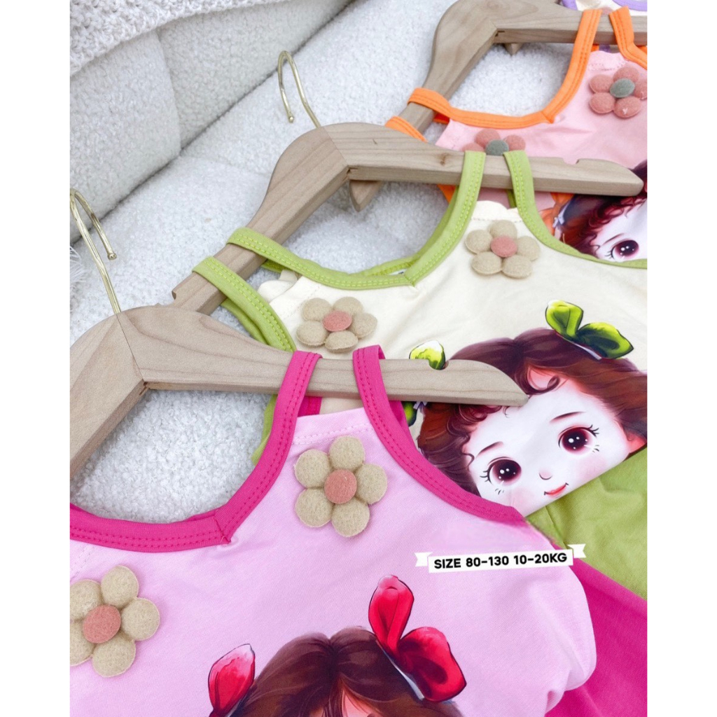 Đồ Bộ bé gái 2 dây đính hoa quần bèo siêu cute ._G02
