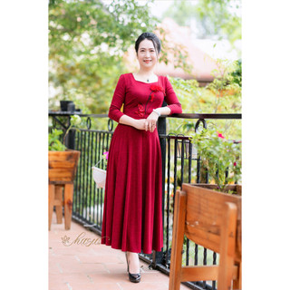 Váy trung niên/ Đầm trung niên - DV27 Maxi tằm gân