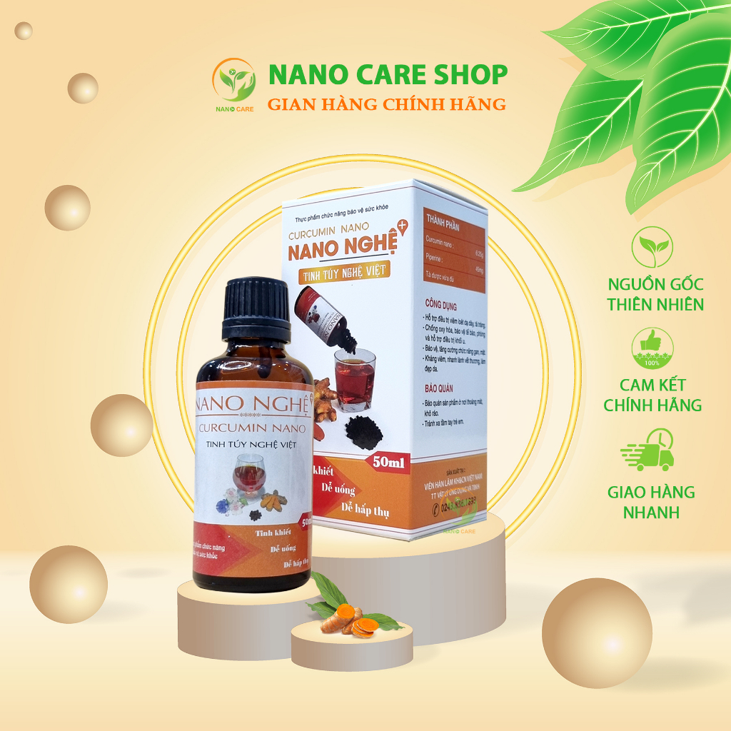 Tinh Chất Nghệ Nano Curcumin Có Tiêu Đen - SP Viện Hàn Lâm - Giảm Đau Dạ Dạy, Chống Oxy Hóa, Làm Đẹp D ⭐️ Nano Care Shop