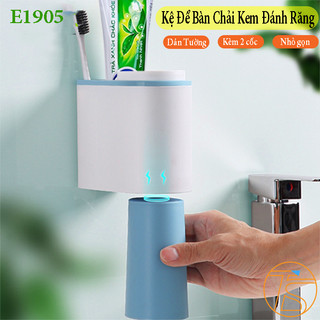 Kệ Để Bàn Chải Kem Đánh Răng E1905 Kèm 2 Cốc Dán Tường Trong Nhà Tắm