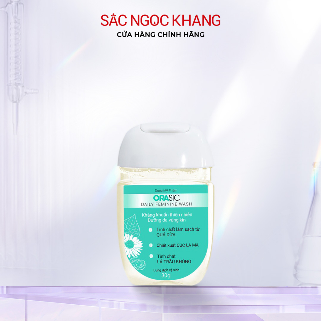 Dung dịch vệ sinh phụ nữ Orasic SẮC NGỌC KHANG 30ml chiết suất từ thiên nhiên giúp làm sạch và khử mùi
