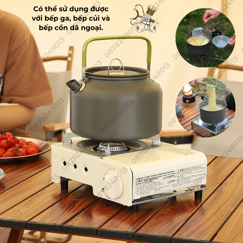 Bộ nồi nấu ăn dã ngoại 9 món có ấm nước, nồi-chảo dã ngoại, chất liệu hợp kim nhôm siêu bền, nhỏ gọn nhẹ tiện dụng-DCP23