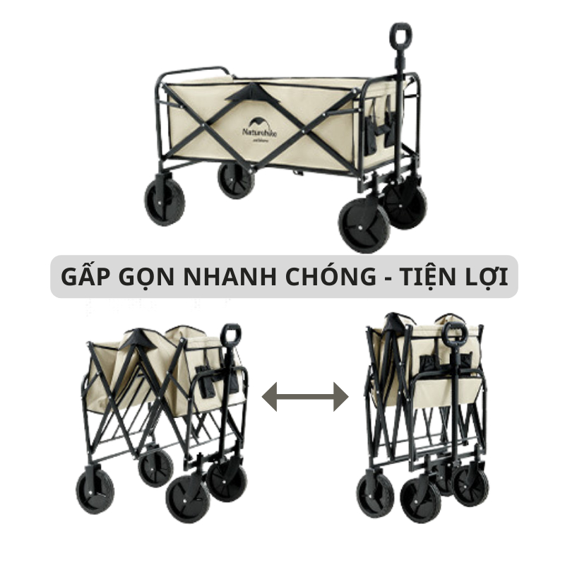 Xe Kéo Dã Ngoại Gấp Gọn NATUREHIKE - Xe Đẩy Đựng Đồ Du Lịch Dã Ngoại - XK01