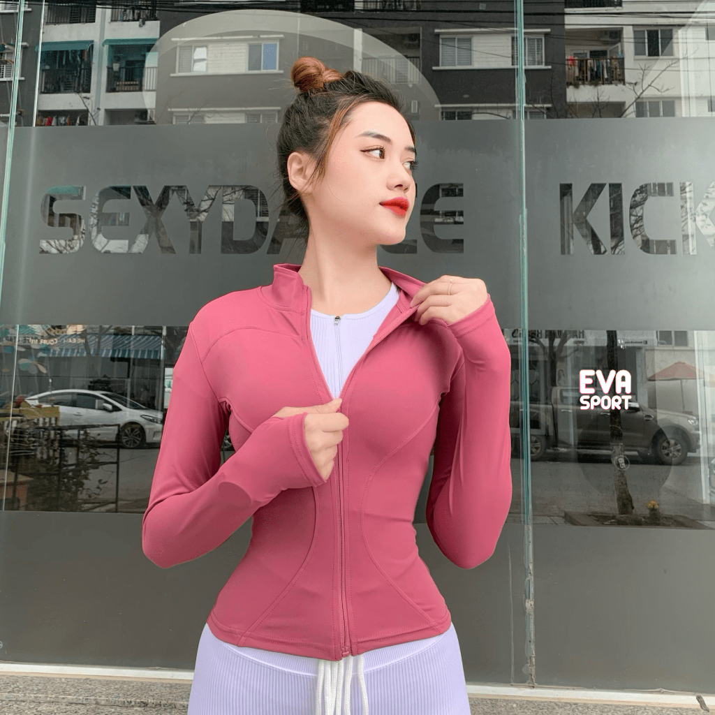 Áo Khoác Tập Gym Nữ, Áo Khoác Chống Nắng Dây Kéo Dài Thể Thao Yoga Ôm Sát Co Giãn Thấm Hút Mồ Hôi Evasport