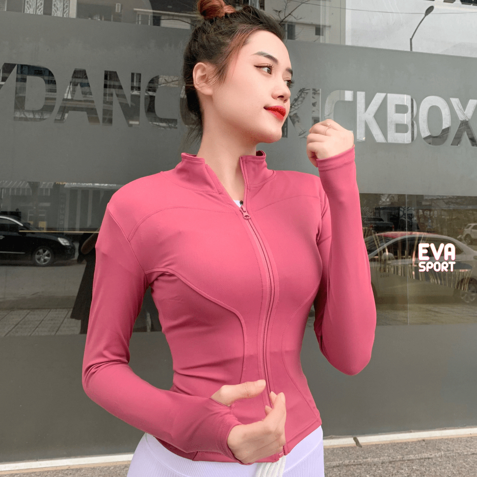 Áo Khoác Tập Gym Nữ, Áo Khoác Chống Nắng Dây Kéo Dài Thể Thao Yoga Ôm Sát Co Giãn Thấm Hút Mồ Hôi Evasport