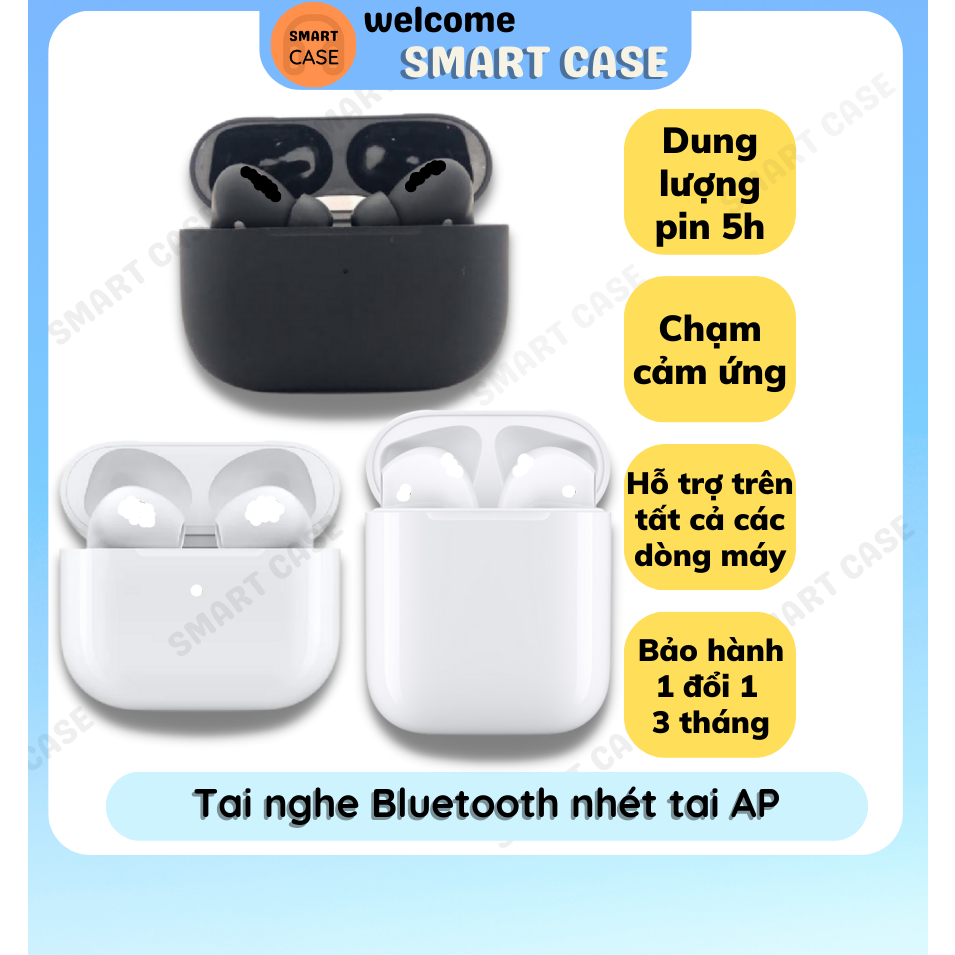 Tai nghe Bluetooth AP nhét tai Full chức năng, chạm cảm ứng, âm thanh chuẩn, định vị, đổi tên.