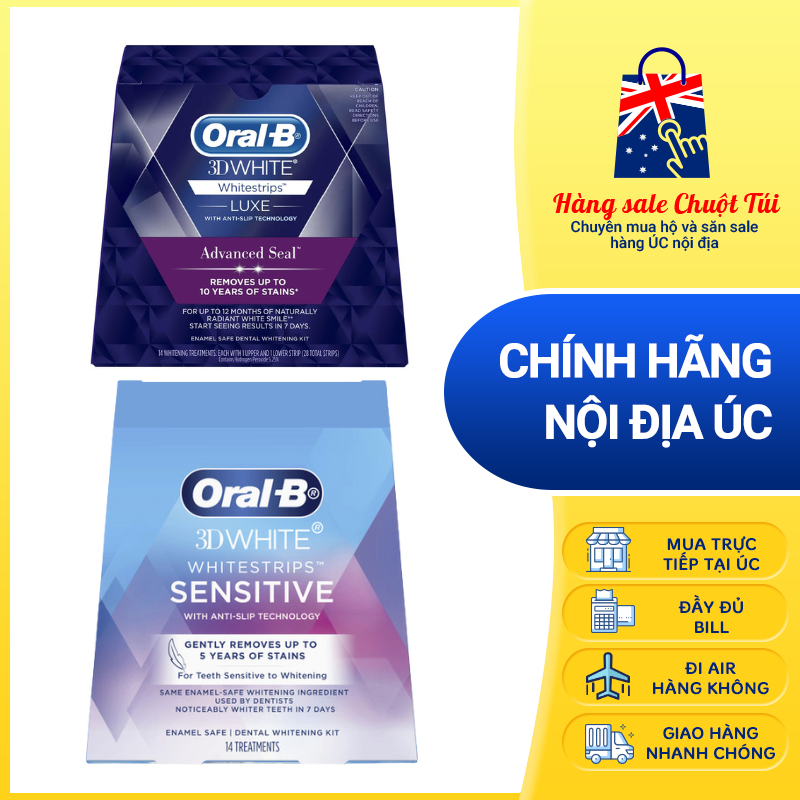 Miếng dán trắng răng Oral B 3D White Luxe Advance Seal Whitening Treatment