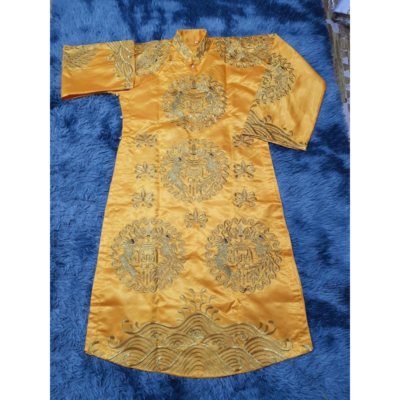 Áo Hầu Đồng Tam Vị Quan Hoàng Vải Phi Bóng - Trang phục hầu đồng