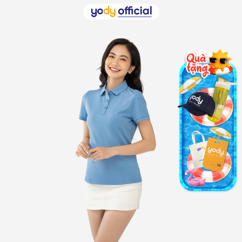 Áo phông polo nữ YODY vải cotton có cổ chất thoáng mát mềm mại APN5434 - NPS43