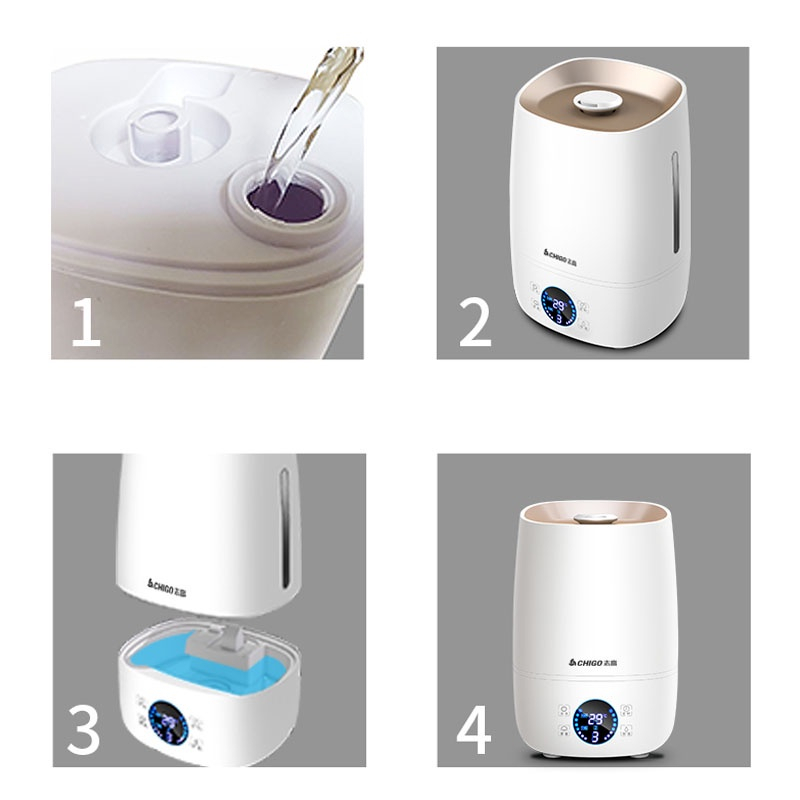 Máy phun sương tạo ẩm Chigo máy tạo ẩm khuếch tán tinh dầu dung tích lớn 4l tự ngắt khi hết nước tránh quên - BH 1 năm