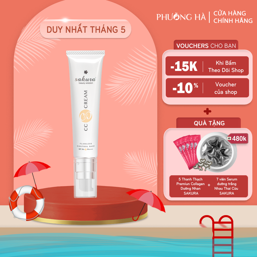 Kem trang điểm Sakura CC Cream Flawless Control Base SPF50+ PA++++ (40ml)