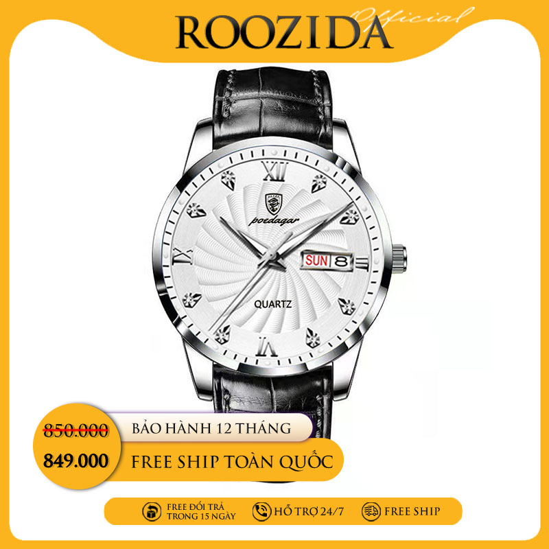 Đồng hồ nam chính hãng dây da đẹp cao cấp chống nước thời trang giá rẻ DH65