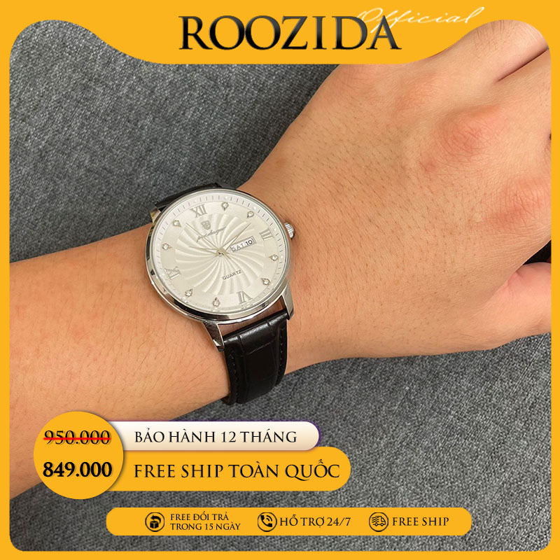 Đồng hồ nam chính hãng dây da đẹp cao cấp chống nước thời trang giá rẻ DH65