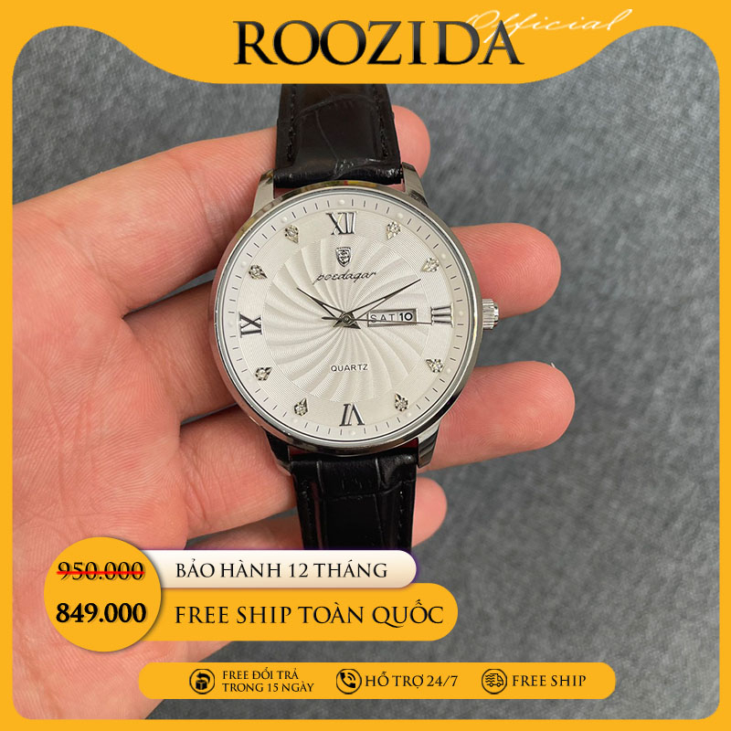 Đồng hồ nam chính hãng dây da đẹp cao cấp chống nước thời trang giá rẻ DH65