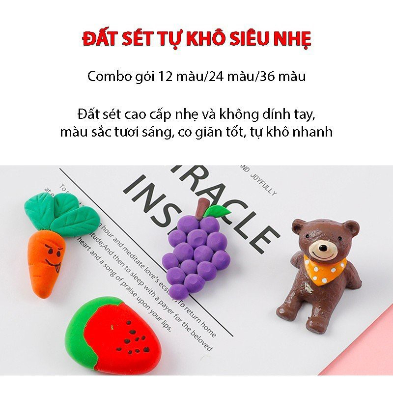 Đất sét tự khô Nhật 12/36 màu an toàn cho bé