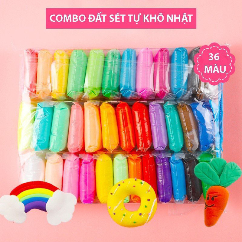 Đất sét tự khô Nhật 12/36 màu an toàn cho bé