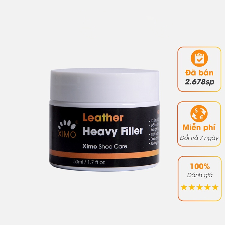 Kem Bả Ma Tít Heavy Filler XIMO 50ml Chuyên Vá, Sửa Chữa Vết Bong Tróc Trên Da Giày, Ghế, Túi, Ví Hàng Chính Hãng