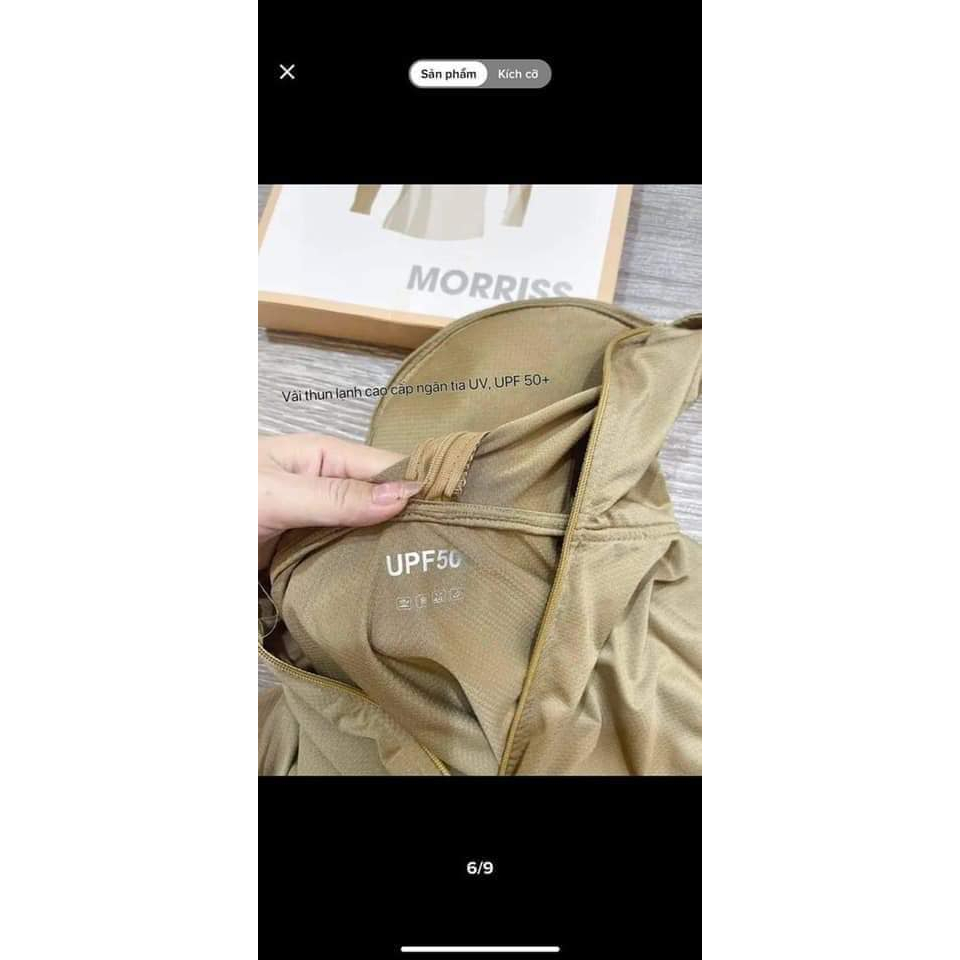 Ảnh thật áo chống nắng moris hai lớp thông hơi chống tia uv cao cấp có mũ lưỡi trai túi khóa  fullbox
