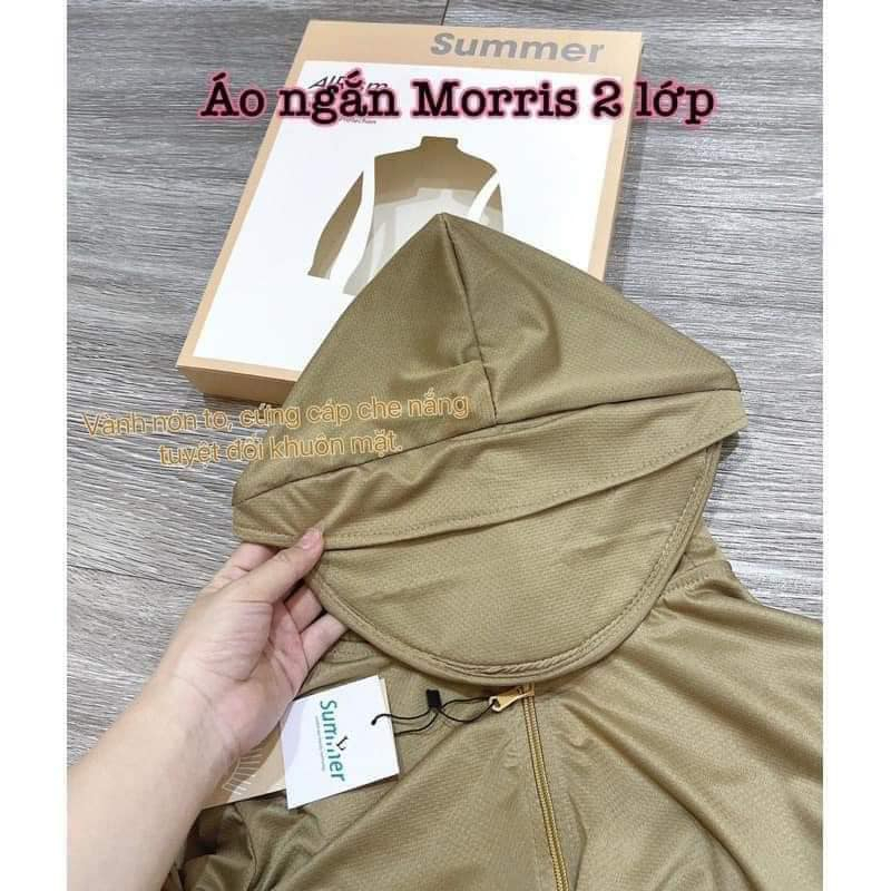 Ảnh thật áo chống nắng moris hai lớp thông hơi chống tia uv cao cấp có mũ lưỡi trai túi khóa  fullbox