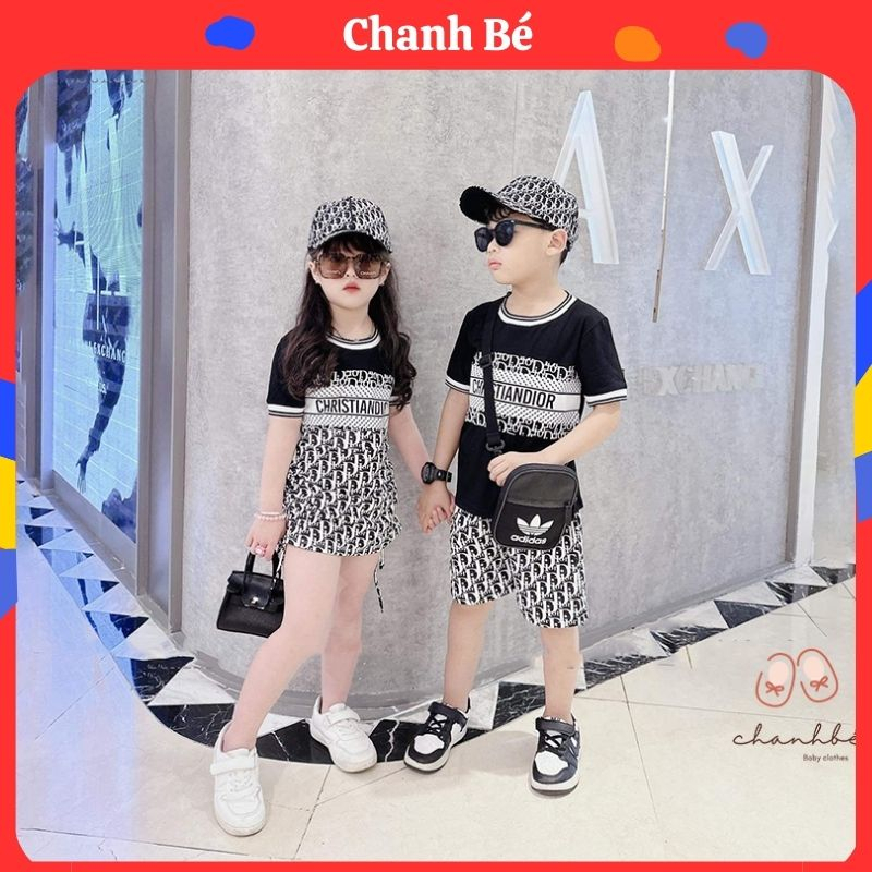 Bộ cộc tay bé trai 8-50kg Chanh Bé,set quần áo dior kèm mũ siêu sang và ngầu cho bé diện đi chơi [BNN231D]