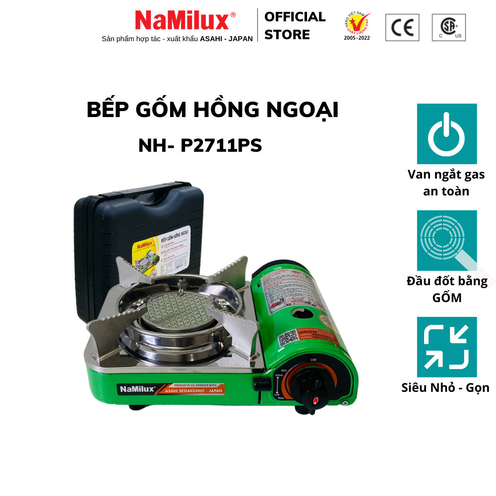 Bếp Gas Mini (Du Lịch) Hồng Ngoại NaMilux NH-P2771PS│Thiết Kế Nhỏ Gọn, Tiết Kiệm Diện Tích│Hàng Chính Hãng