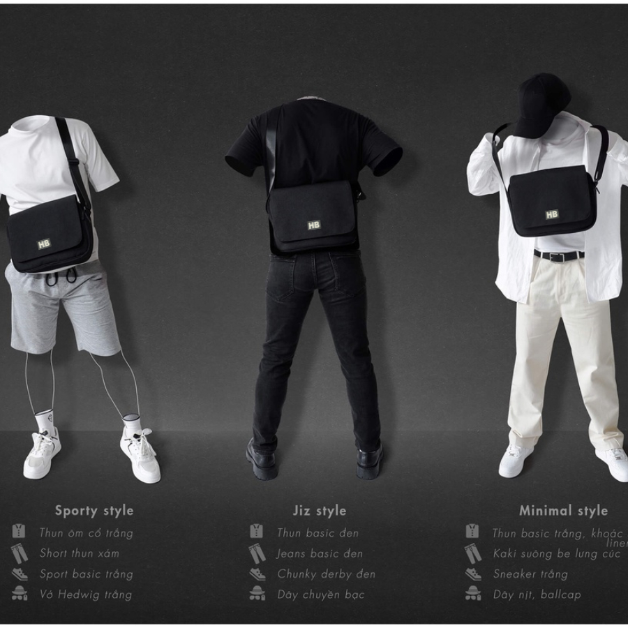 Túi đeo chéo nam nữ messenger đựnng ipad Rush Bag vải chống thấm nước size 30cm - SOGU