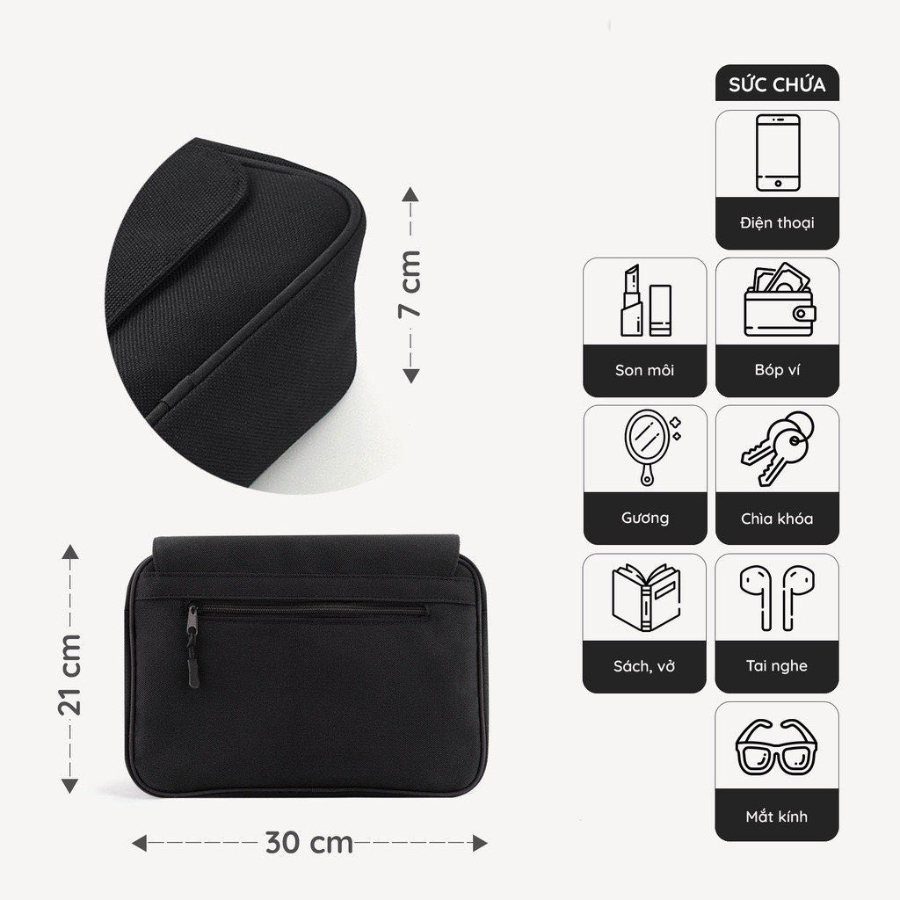 Túi đeo chéo nam nữ messenger đựnng ipad Rush Bag vải chống thấm nước size 30cm - SOGU