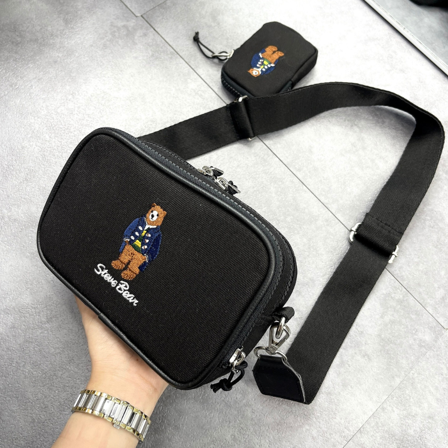 Túi đeo chéo WHOAU STEVE BEAR JQD MINI CROSSBODY BAG size 18 cm x 5 cm x 12 cm xuất Hàn Cao Cấp 2023 - SOGU