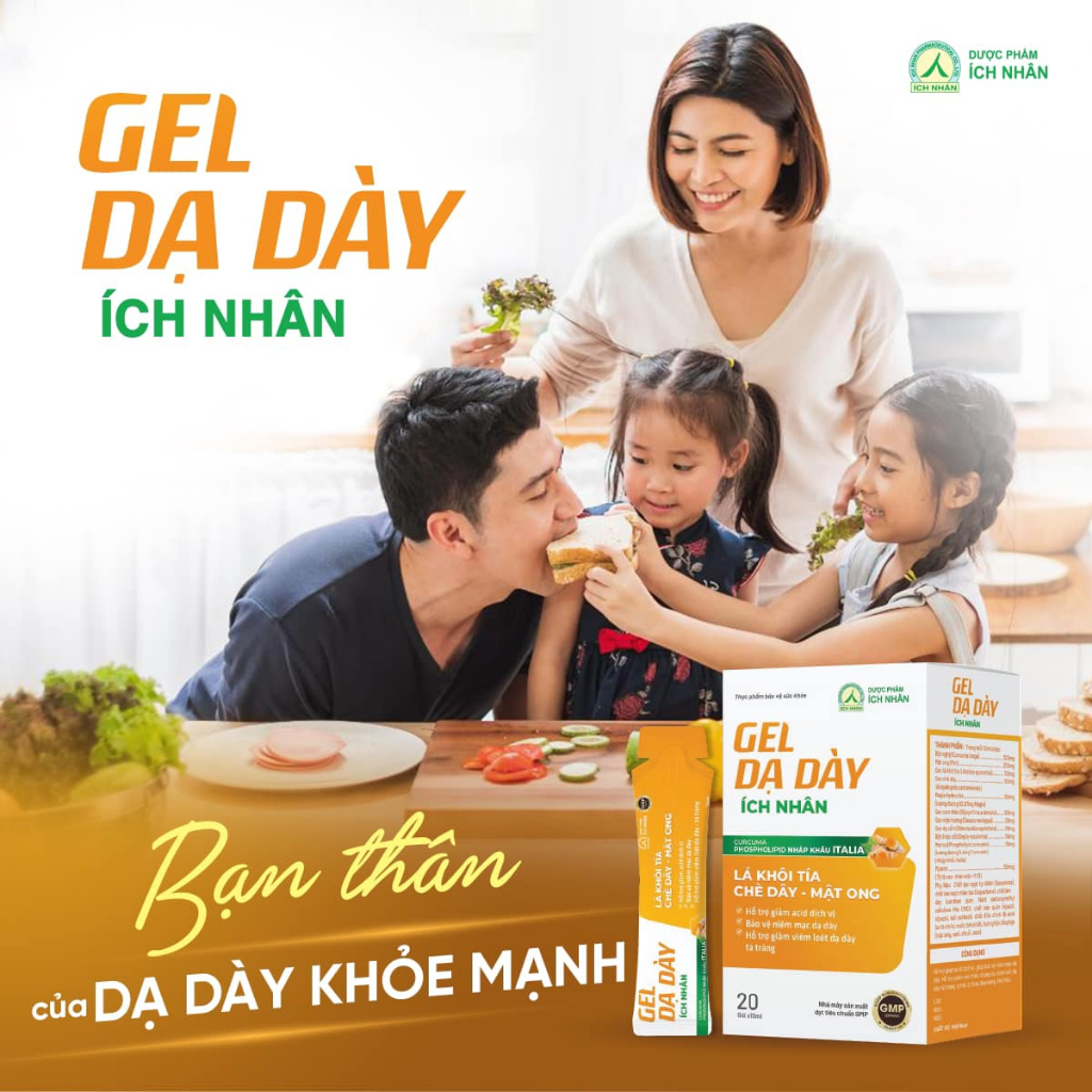 Gel Dạ Dày Ích Nhân Hỗ Trợ Giảm Acid Dịch Vị - Giảm Viêm Loét Dạ Dày Tá Tràng - Bảo Vệ Niêm Mạc Dạ Dày - Hộp 20 Gói