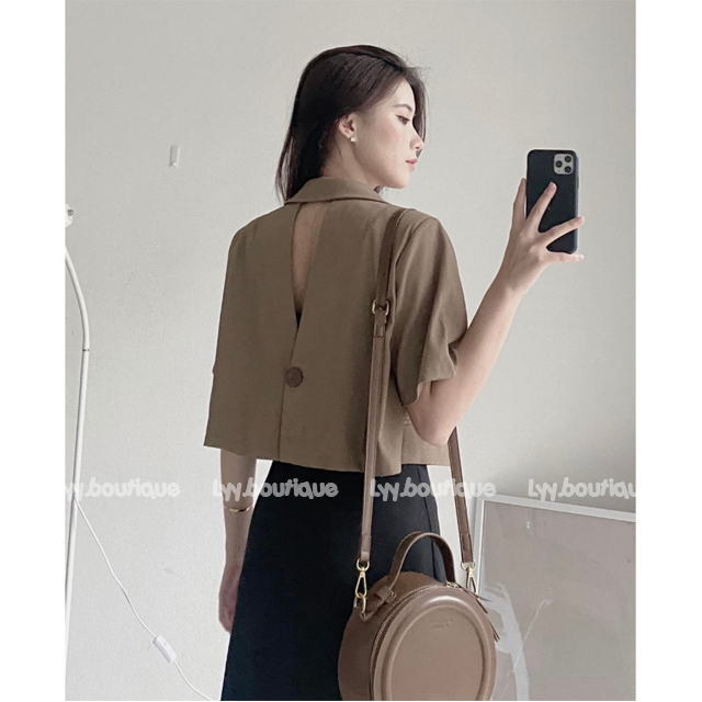 Áo vest croptop tay cộc đệm vai 1 lớp, áo vest nữ công sở Hàng Quảng Châu LYY BOUTIQUE